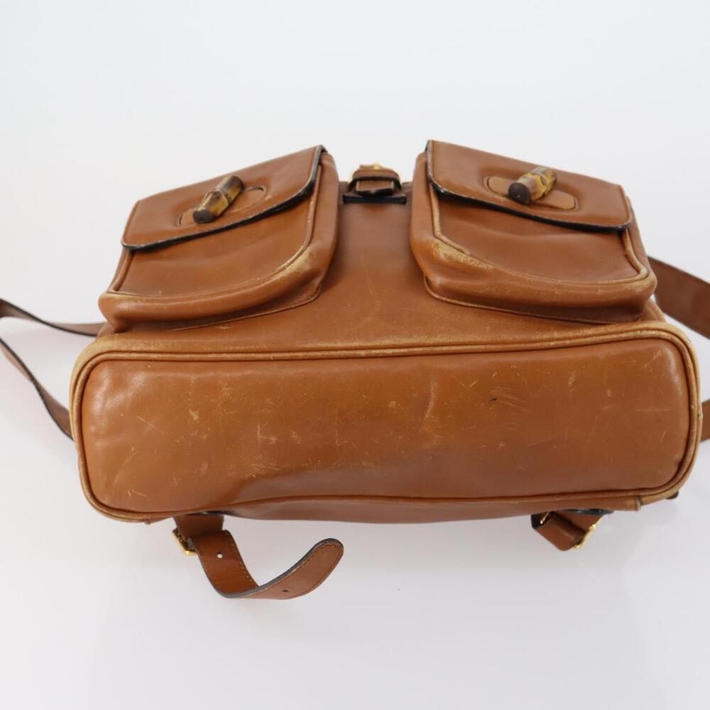 GUCCI Bamboo Backpack Leather Brown Gold 003 1998 0016 Auth 153308 - Picture 5 of 16